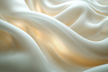 Fototapeta premium Flowing white silk fabric with warm light underneath, ideal for backgrounds and textures