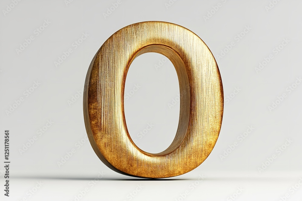 Fototapete isolated on a white backdrop is the 3d letter o in a gold serif typeface.  generative ai