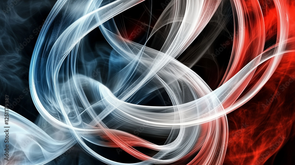 Leinwandbilder dynamic abstract background with flowing smoke and elegant curved lines in red, white, and blue on a
