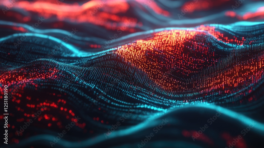 Poster glowing digital numbers and graphs symbolizing ai-powered analytics.