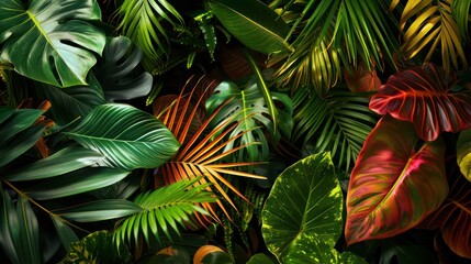 Lush green leaves background in clusters