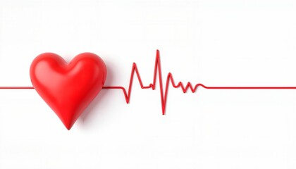 Heart symbol with ECG line on white background, health concept
