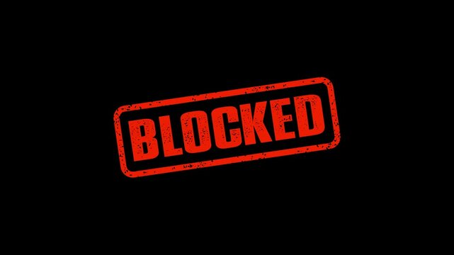 Animated Blocked Rubber Stamp Icon. Blocked sign video footage.