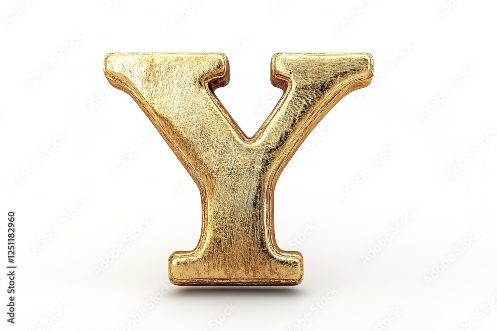 Fototapete isolated on a white backdrop is the 3d letter v in a gold serif typeface. generative ai