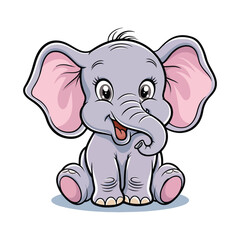 Naklejka premium Angry babay elephant with bow