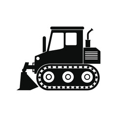 black bulldozer on a white background.eps