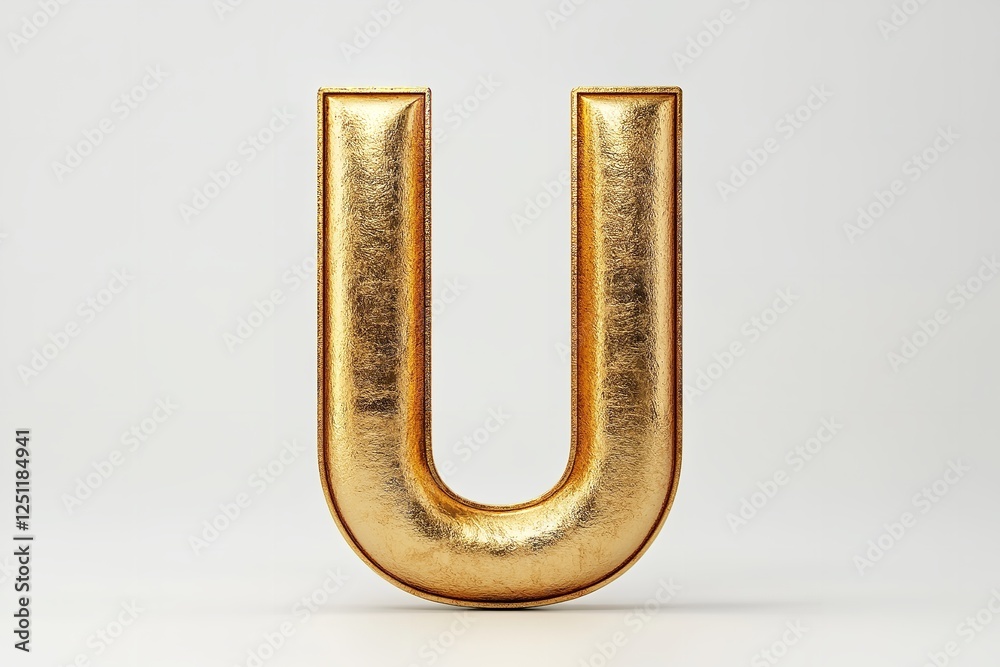 Fototapete isolated on a white backdrop is the 3d letter u in a gold serif typeface. generative ai