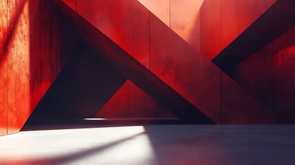 Abstract Red Geometric Architecture Interior Design