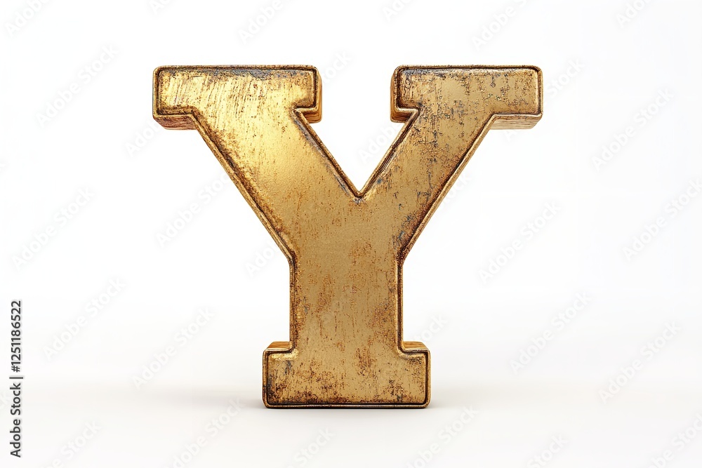 Fototapete isolated on a white backdrop is the 3d letter v in a gold serif typeface. generative ai