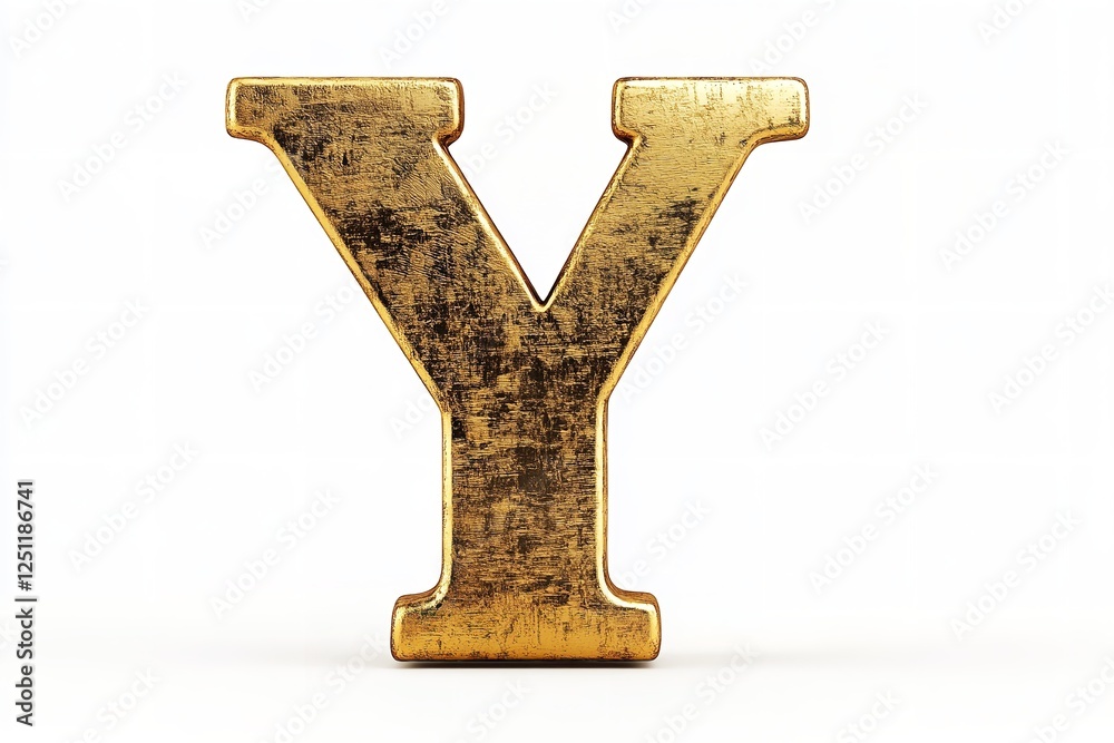 Fototapete isolated on a white backdrop is the 3d letter v in a gold serif typeface. generative ai