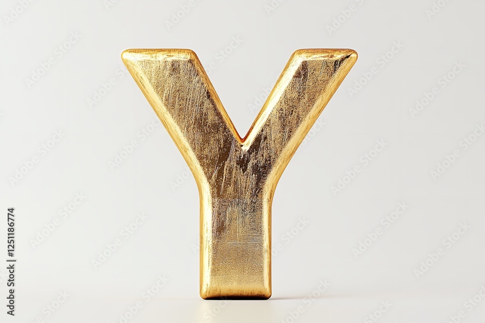 Fototapete isolated on a white backdrop is the 3d letter v in a gold serif typeface. generative ai