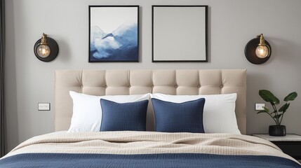 Neatly tucked in organic cotton bedding set on a contemporary bed.