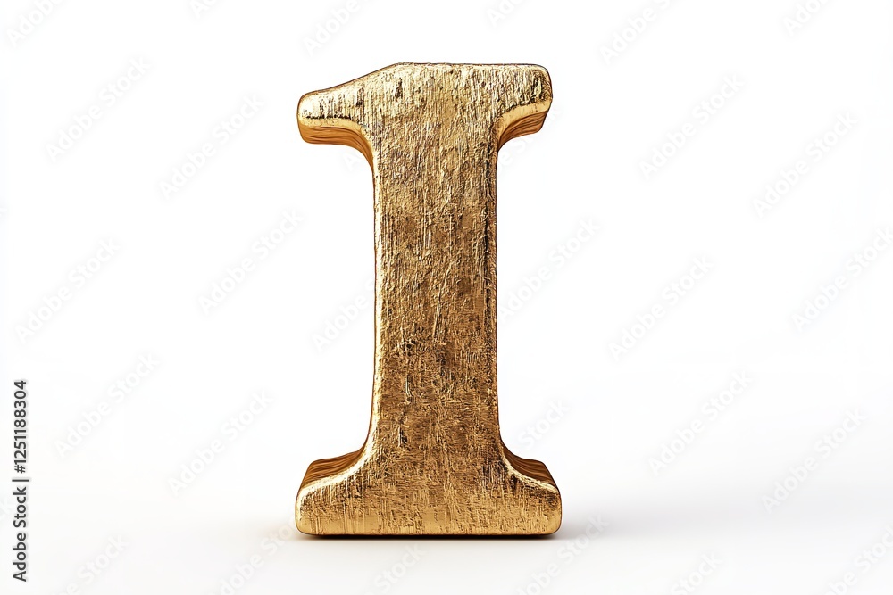 Fototapete the gold serif font of the 3d letter i is isolated on a white backdrop. generative ai