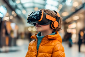 A virtual reality classroom where students wear VR headsets for immersive learning