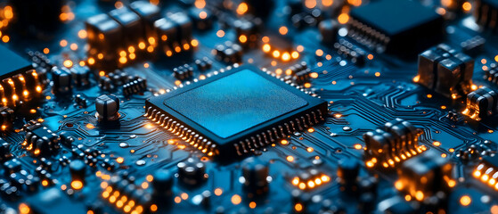 Obraz premium Central processor glowing circuit board