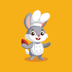 rabbit wearing a white chef hat.eps