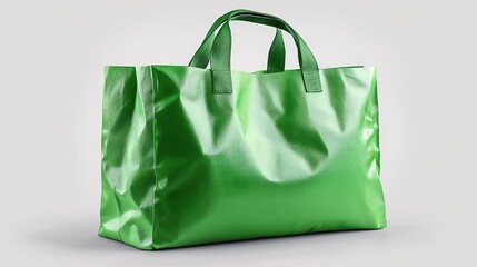Green shopping bag mockup, studio shot