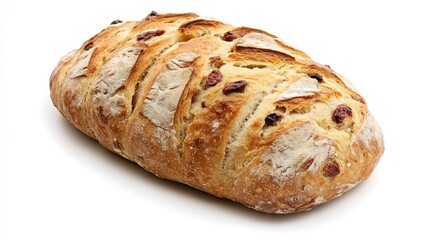 Delicious Loaf of Raisin Bread Isolated on a White Background