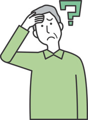 物忘れをする高齢男性