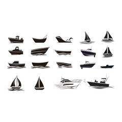 Vector silhouette of a boat, designed with clean lines and a simple structure, perfect for nautical, maritime, and transportation-themed design projects,