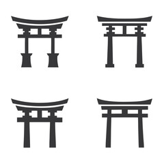Minimalist Torii Gate Icon Set with Smooth Vector Layers.