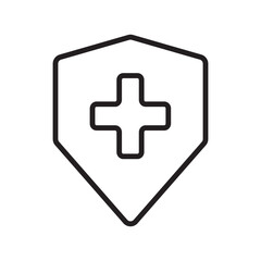 Immune system icon. Medical cross in the shield. Vector isolated.