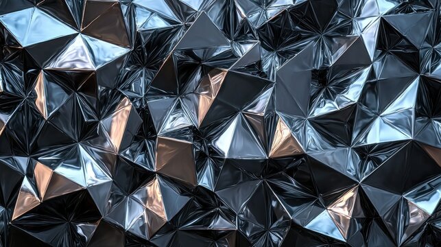 Reflective metallic triangular surface background for abstract design - Powered by Adobe