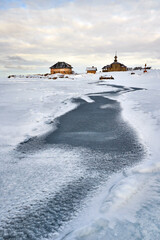 Solovki, Russia. Solovetsky Monastery. Winter on the Solovetsky Islands. Travel and tourism....