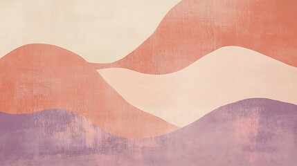 Abstract Pastel Landscape with Rolling Hills
