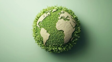 Green Earth Globe On Light Green Background
