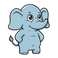 Fototapeta premium Cartoon happy elephant on white background 