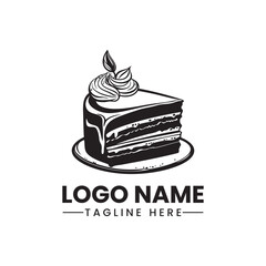 cake logo vector black simple icon on white background