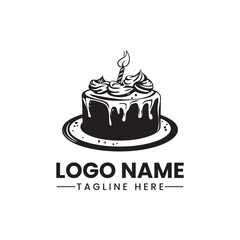 cake logo vector black simple icon on white background