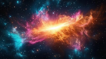 Galaxy Nebula Explosion Colorful Space Stars Dark Night Cosmos Astronomy Supernova Light Abstract Illustration