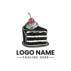 cake logo vector black simple icon on white background
