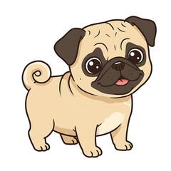 Obraz premium Vector cartoon happy cute little dog 