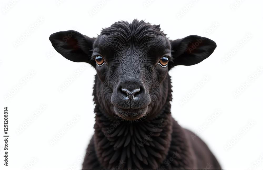 Poster a black lamb portrait stands alone against a clean white background creating a simple yet striking v