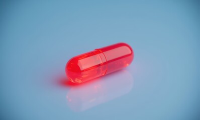 Bright red capsule on blue background