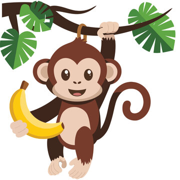 Adorable Monkey Clipart Design.