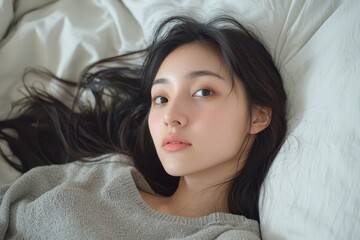 Young attractive asian woman relaxing.