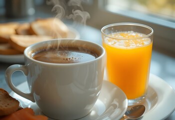 Coffee or Fresh Orange Juice for Breakfast
