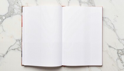 A5 notebook mockup on marble surface with soft daylight, creativity