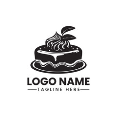 cake logo vector black simple icon on white background