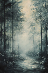  forest, fog, trees, nature, scenery, tranquility, green, art, path, mystery 