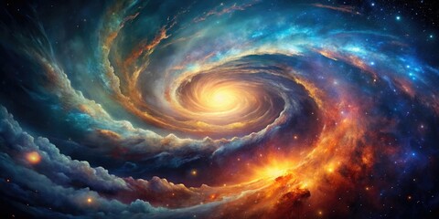 Abstract galaxy background with swirling clouds of gas and dust, astronomy, galaxy, cosmic, abstract art