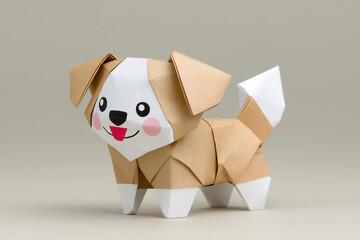P A charming origami dog with floppy ears and