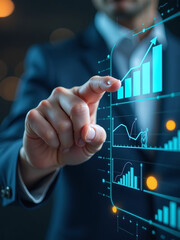 A Businessman Touches Or Marks A Digital Document Or Project On A Virtual Screen To Complete An Evaluation Process Electronically. 00002