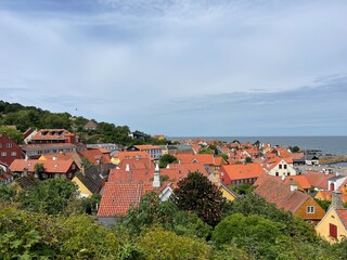 view of the old town with the sea