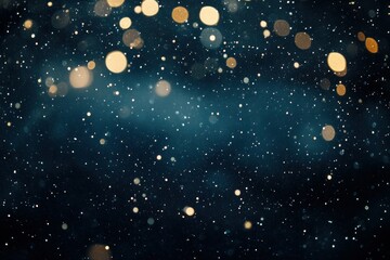 Fototapeta premium Magical Bokeh Effect with Gentle Falling Snow on a Dark Background Capturing Winter Serenity
