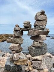 stack of stones with the sea